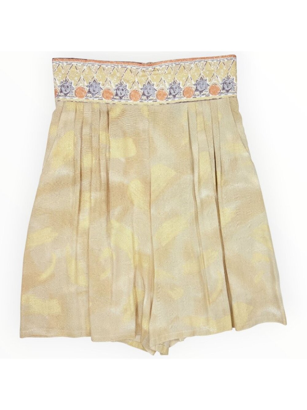 Vintage Womens 1990s Celestial Sun Print Pleated High Waist Shorts 8 / Medium M